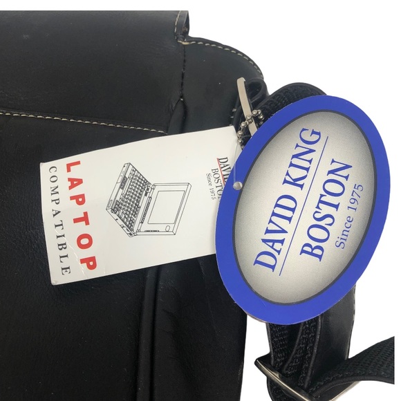 NEW DAVID KING Premier Black Leather Messenger Bag - Picture 8 of 12